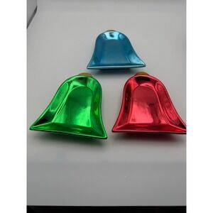 JSNY Ceramic Christmas Bell Catch-All Trinket Dishes Set of 3 Metallic Colors